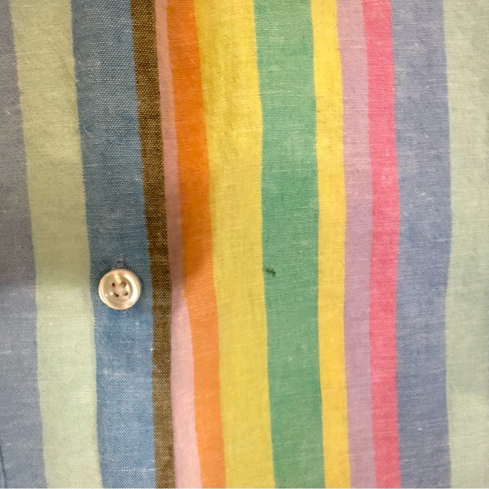 GAP Pastel Striped Linen Blend Short Sleeve Button Down - Picture 6 of 6